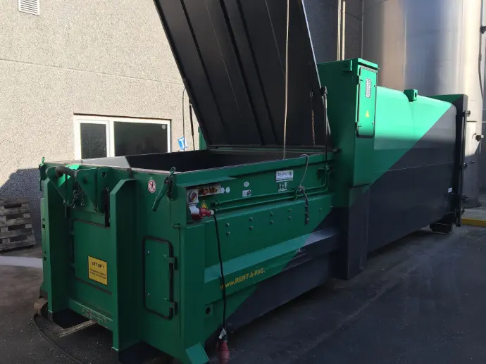 gebruikte mobiele compactor voor karton en bedrijfsafval